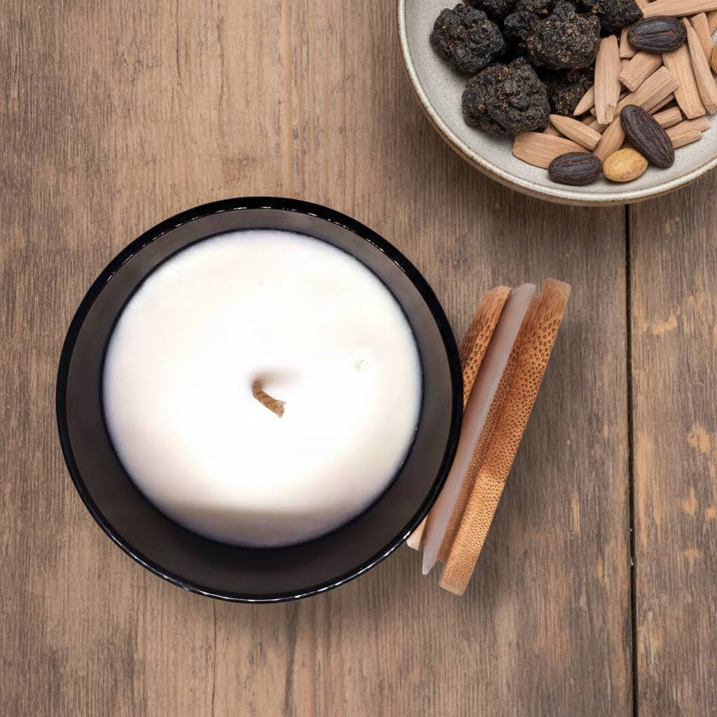 Midnight Ritual - Scented soy candle with myrrh, frankincense, and sandalwood.